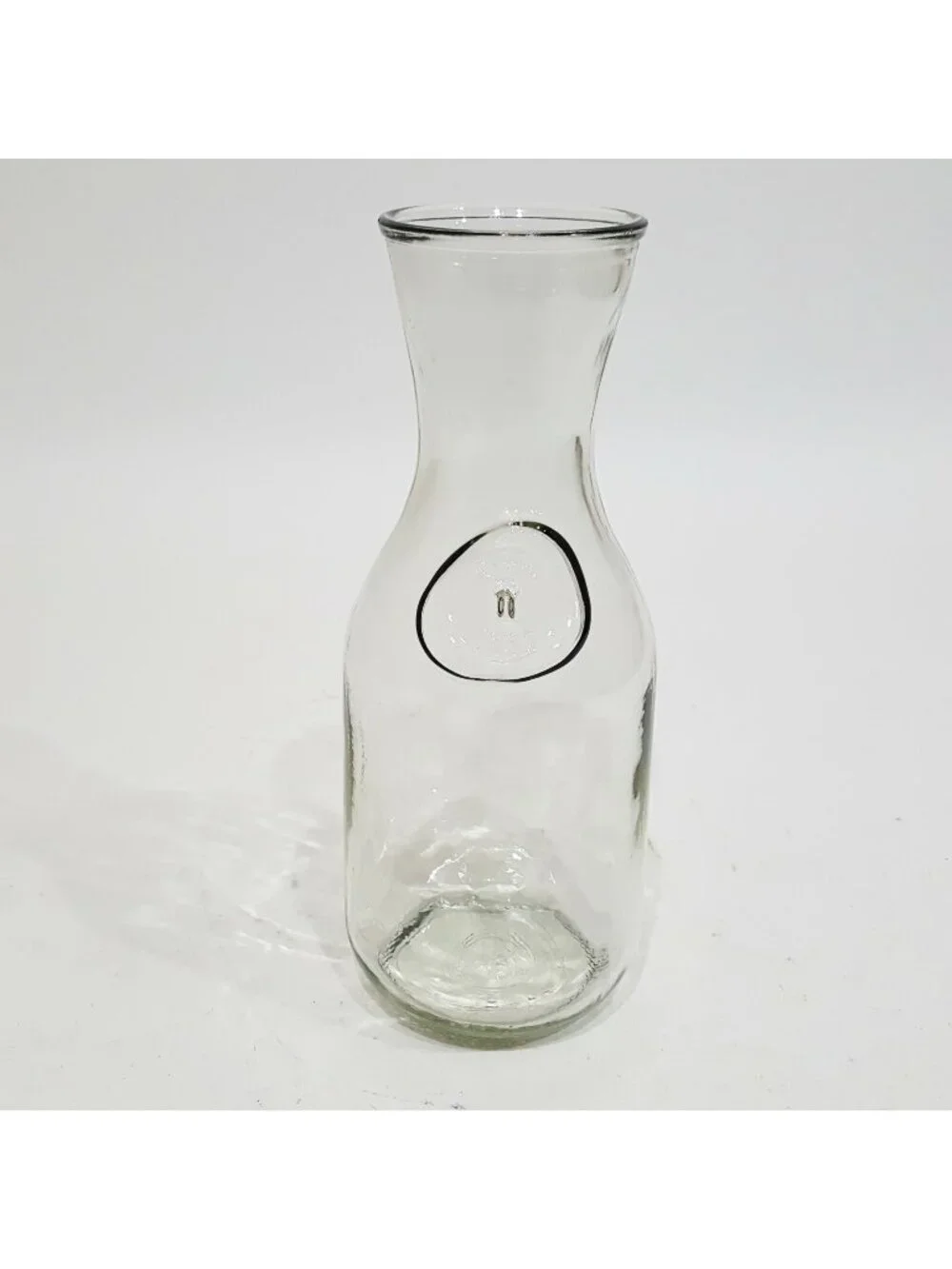 Vintage Clear Wavy Glass Milk Juice Bottle Jar Jug Carafe Since 1852 Flat Back